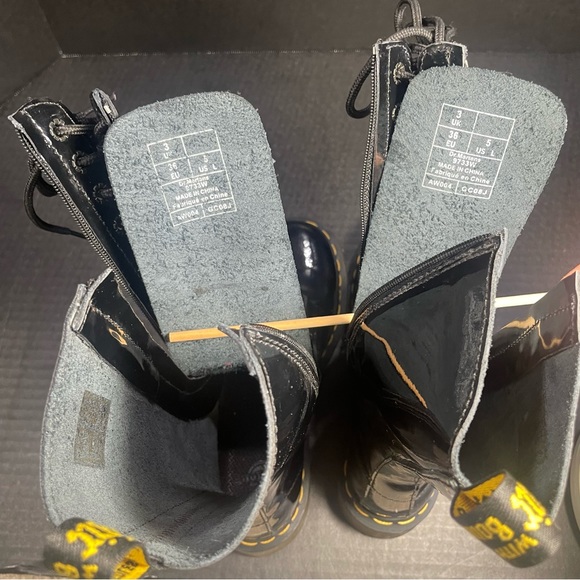 Double Zipper Dr Martens Patent Leather 14 Hole Tall Boots UK 3 US 5 - Picture 10 of 15